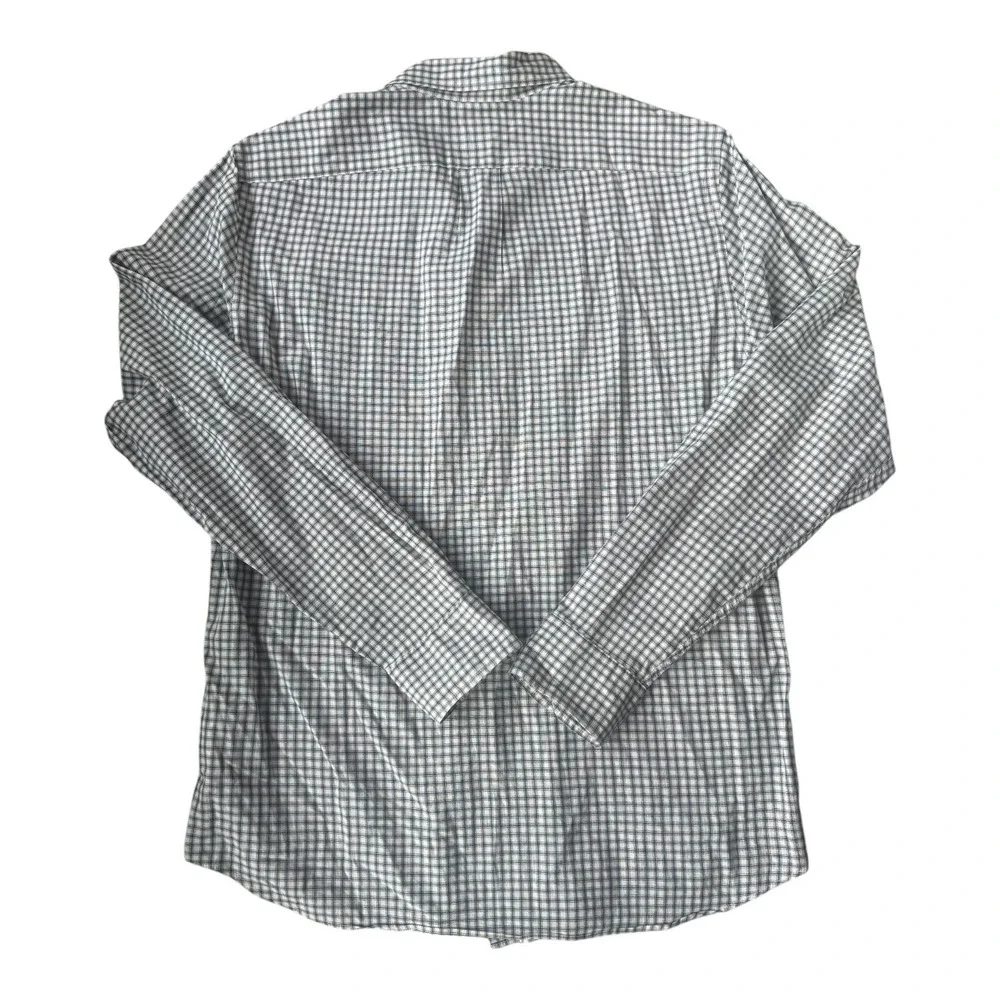 J.Crew Secret Wash Slim Cotton Poplin Shirt M Navy White Check Preppy Heritage‎